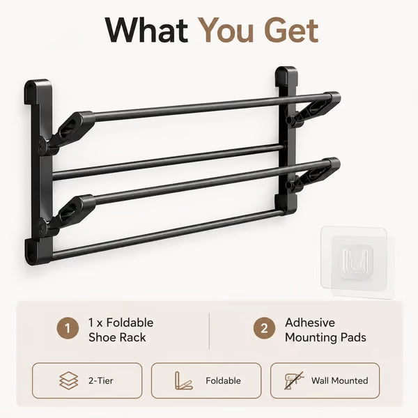 🪑 Foldable Wall‑Mounted Shoe Rack｜Space‑Saving Hanging Slipper Holder for Entryway Bathroom RV