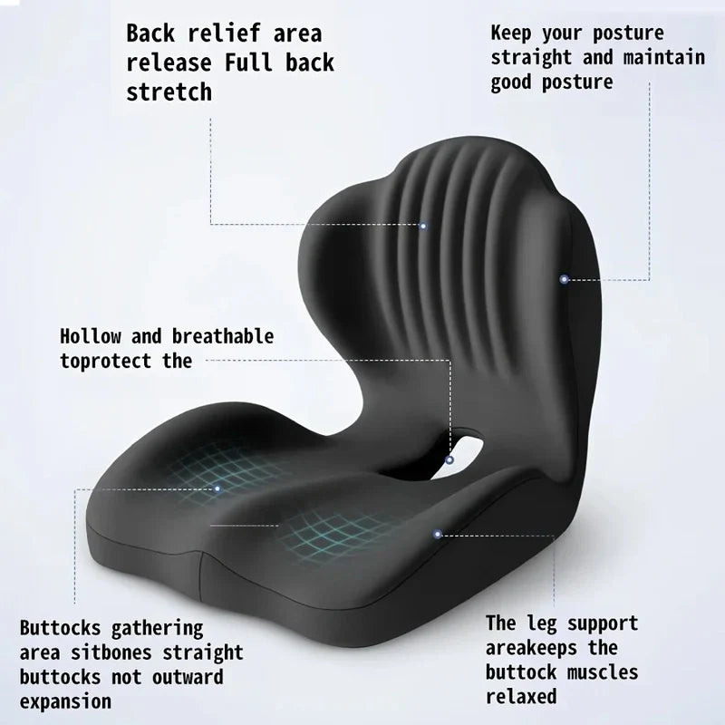 Ergonomic Memory Foam Seat Cushion with Lumbar Support – Pressure Relief, Height Boost, Universal Fit