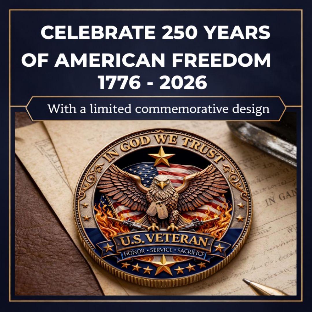 🔥Last Day 50% OFF 🔥 Honor America’s Heroes – 250 Years of Freedom Veteran Tribute Coin
