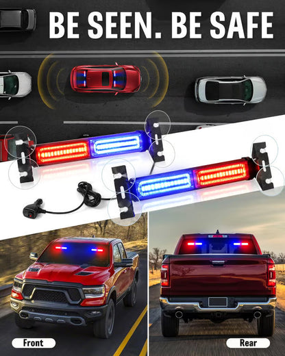 40 LED Emergency Strobe Light Bar for Windshield & Dash Warning