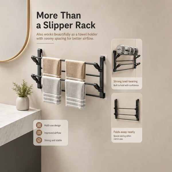🪑 Foldable Wall‑Mounted Shoe Rack｜Space‑Saving Hanging Slipper Holder for Entryway Bathroom RV