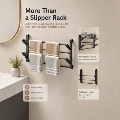 🪑 Foldable Wall‑Mounted Shoe Rack｜Space‑Saving Hanging Slipper Holder for Entryway Bathroom RV