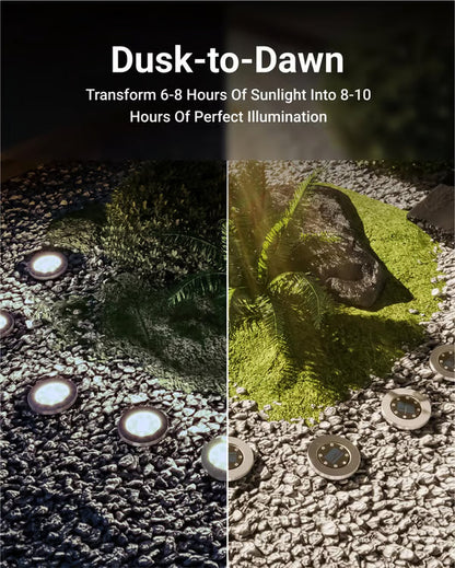7000K Solar Ground Lights with Automatic Dusk-to-Dawn Sensor